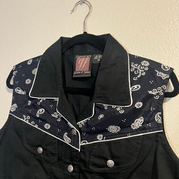 NWT Vintage Signature Gordon & James Western Print Button Up Tank Top Size M - Picture 2 of 5